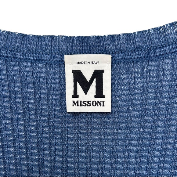 Missoni Blue Fitted Cotton Blend Knit V-Neck Mini Dress with Matching Liner - Picture 9 of 16